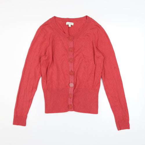 Monsoon Women's Red Cotton Button Cardigan M Long Sleeve
