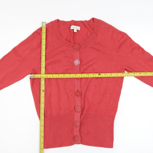 Monsoon Women's Red Cotton Button Cardigan M Long Sleeve