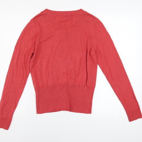 Monsoon Women's Red Cotton Button Cardigan M Long Sleeve