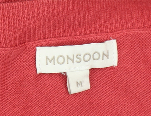 Monsoon Women's Red Cotton Button Cardigan M Long Sleeve