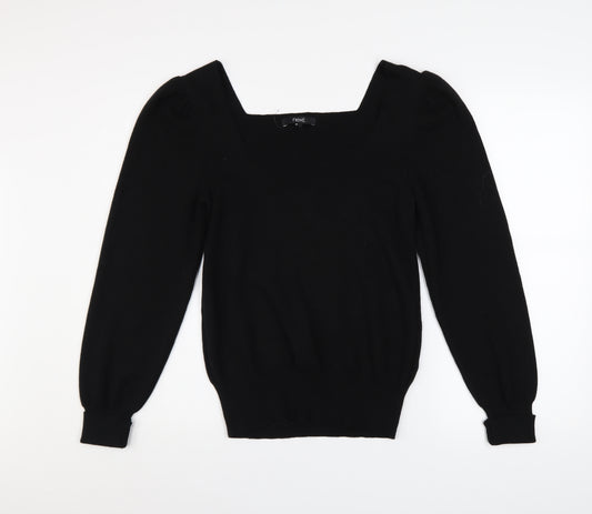 Next Women’s Black Square Neck Puff Sleeve Knit Jumper Size 12