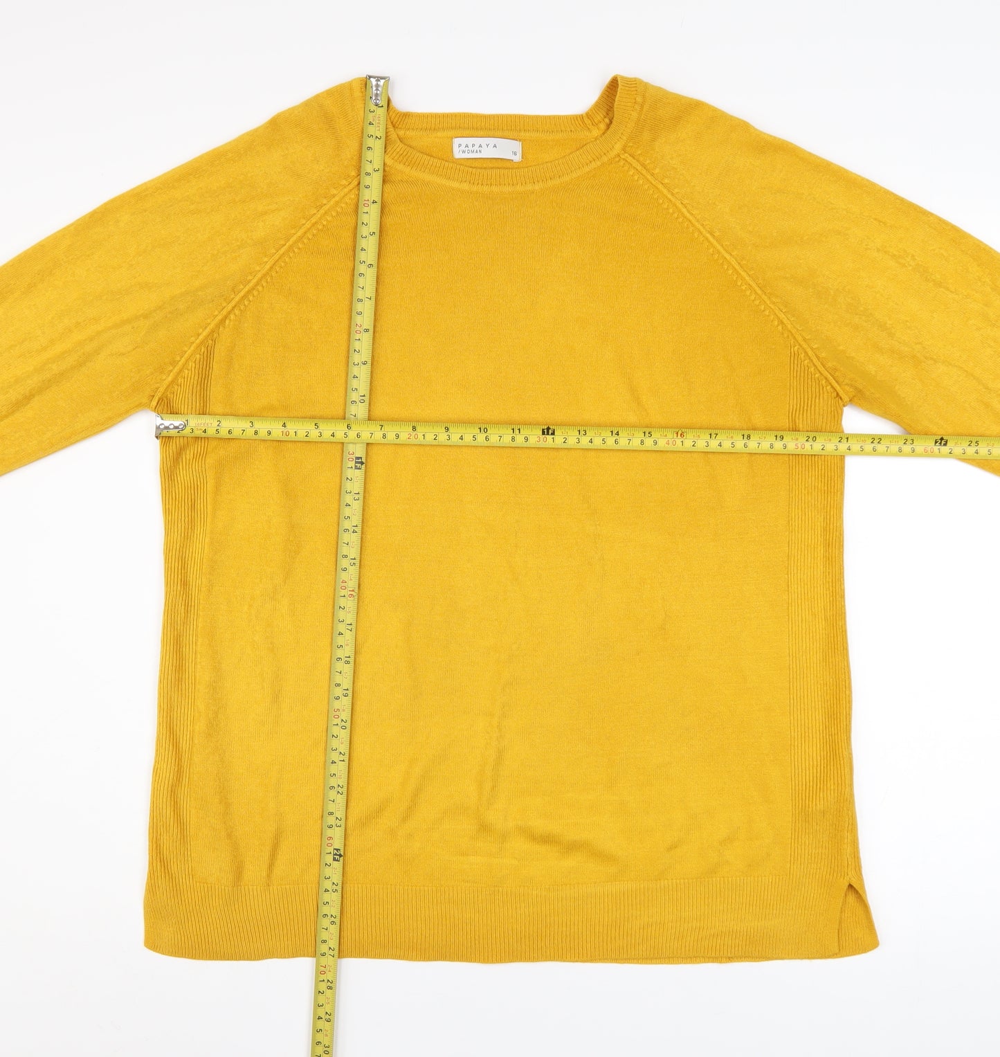 Papaya Woman Yellow Acrylic Long Sleeve Pullover Jumper Size 16