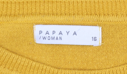 Papaya Woman Yellow Acrylic Long Sleeve Pullover Jumper Size 16