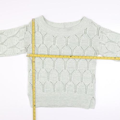 Next Women’s Ivory Open-Knit Balloon Sleeve Pullover Jumper Size 14