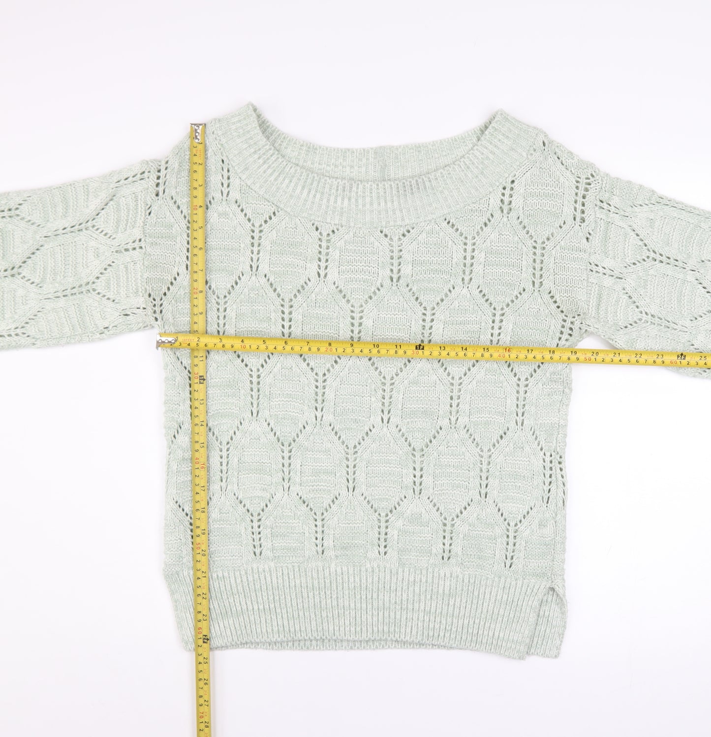 Next Women’s Ivory Open-Knit Balloon Sleeve Pullover Jumper Size 14