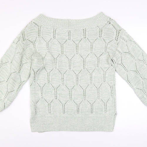Next Women’s Ivory Open-Knit Balloon Sleeve Pullover Jumper Size 14