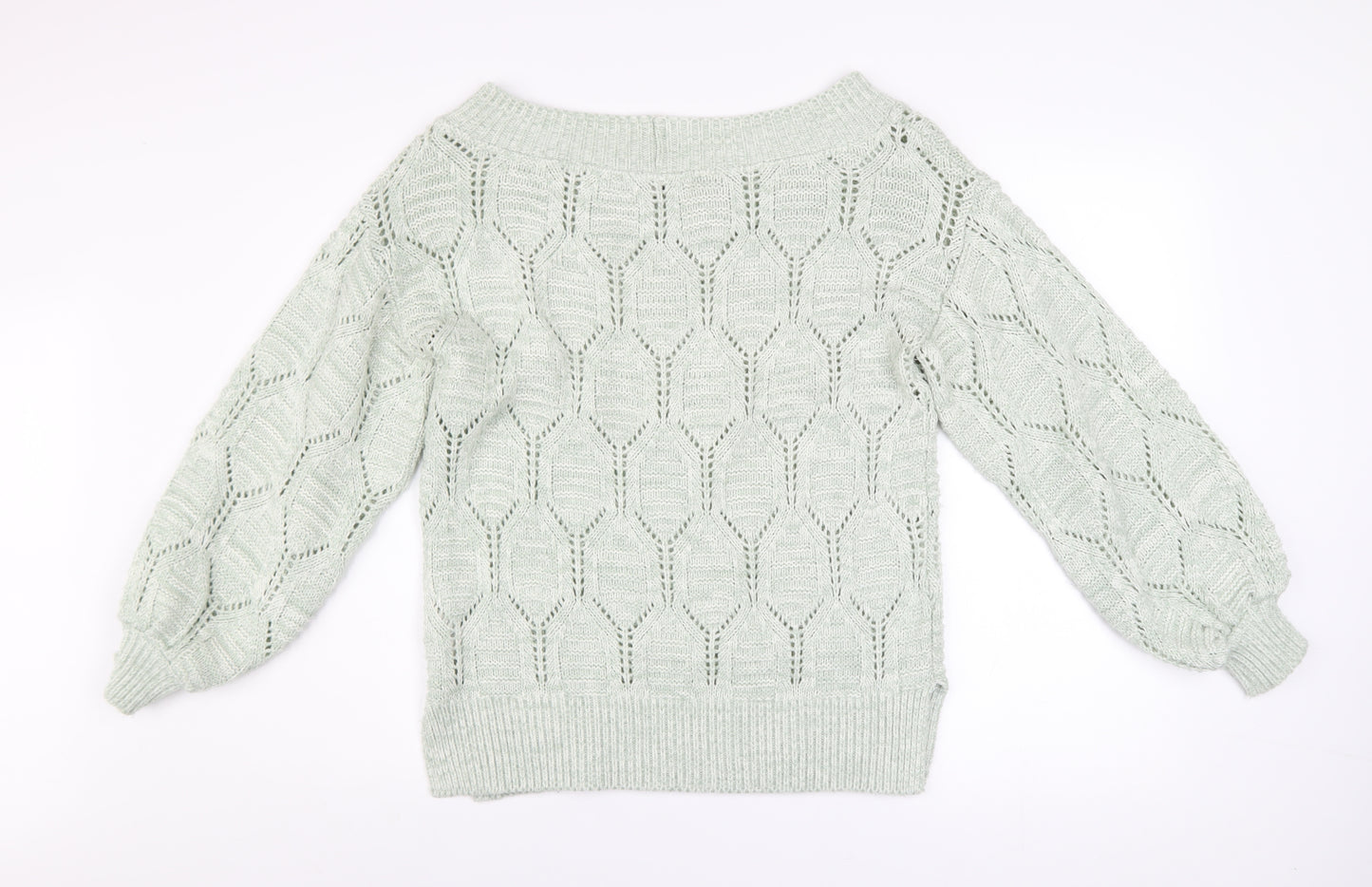 Next Women’s Ivory Open-Knit Balloon Sleeve Pullover Jumper Size 14