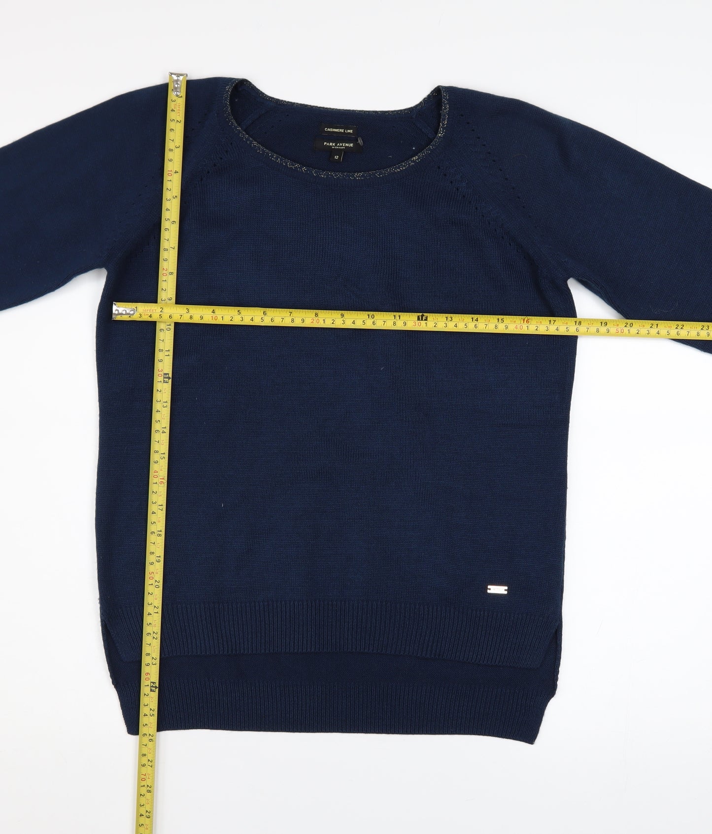 Park Avenue Women Blue Size 12 Crew Neck Knit Pullover Jumper