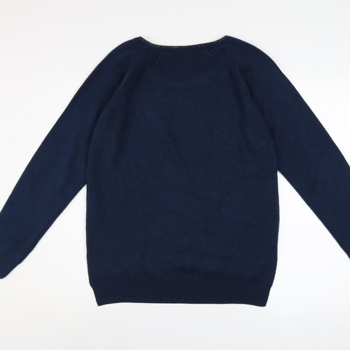 Park Avenue Women Blue Size 12 Crew Neck Knit Pullover Jumper