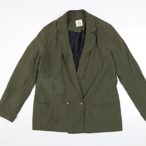 Tu Woman Green Blazer Size 14 Regular Fit Linen-Look Jacket