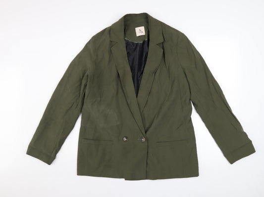 Tu Woman Green Blazer Size 14 Regular Fit Linen-Look Jacket