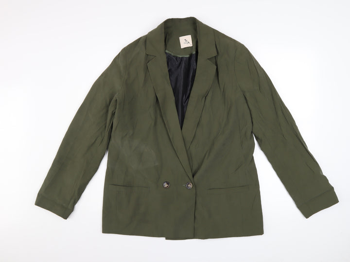 Tu Woman Green Blazer Size 14 Regular Fit Linen-Look Jacket