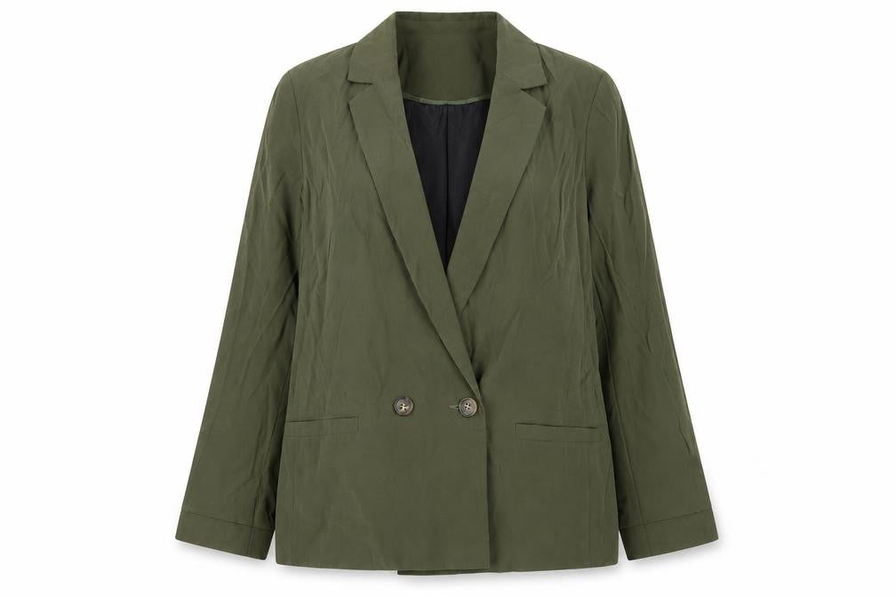 Front view of Tu Woman Green Blazer, size 14, Regular Fit Linen-Look Jacket