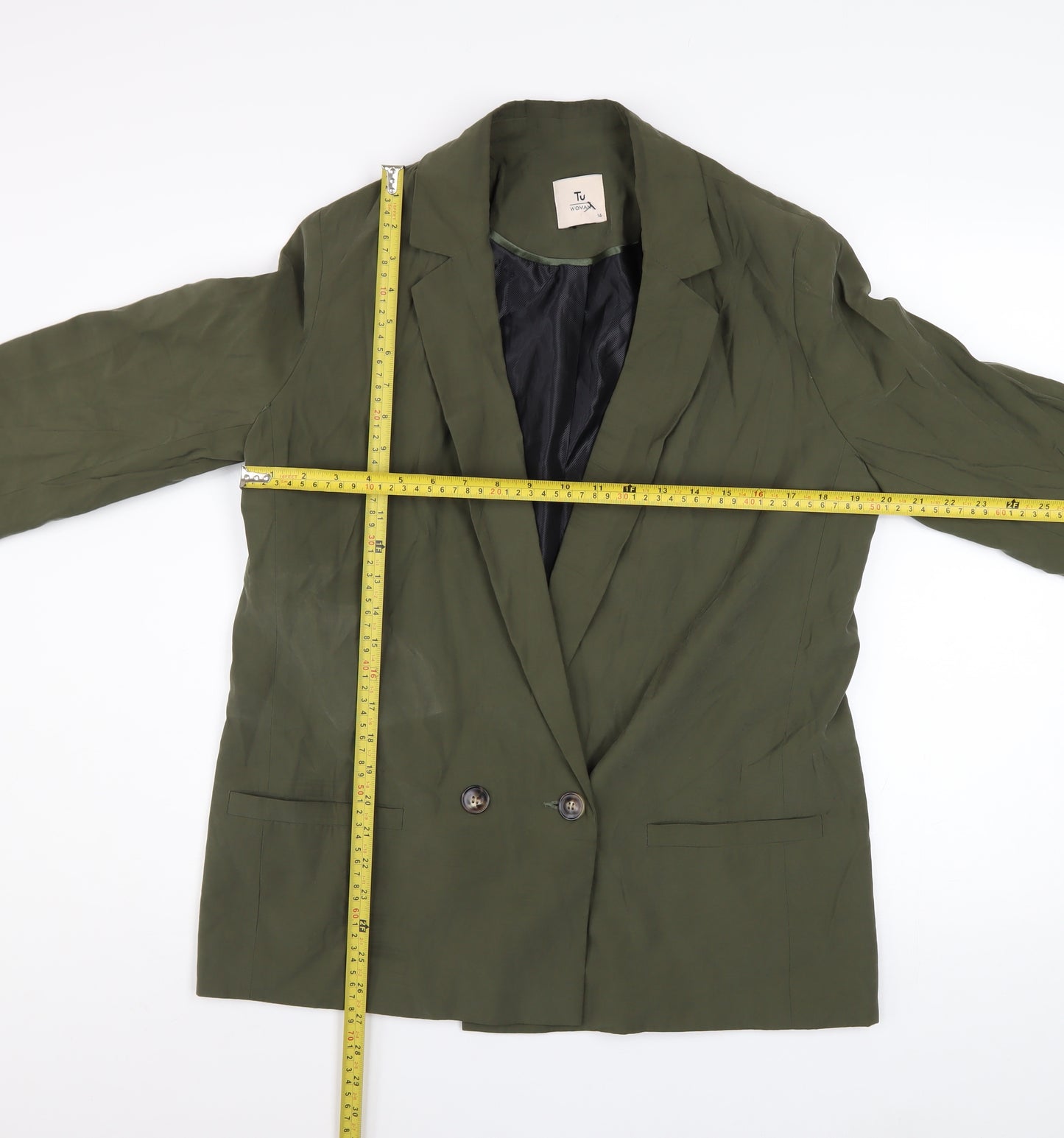 Tu Woman Green Blazer Size 14 Regular Fit Linen-Look Jacket