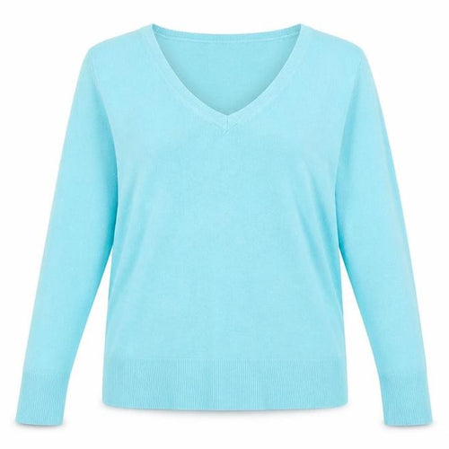 BHS Women's Blue V-Neck Long Sleeve Acrylic Knit Jumper Size 12