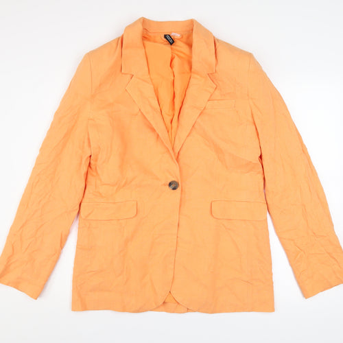 H&M Divided Women's Orange Linen Blend Blazer 3XS