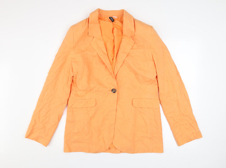 H&M Divided Women's Orange Linen Blend Blazer 3XS