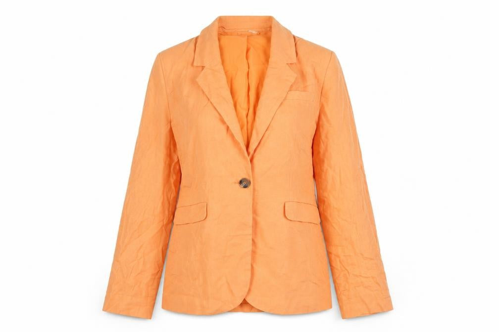 Front view of H&M Divided Women's Orange Linen Blend Blazer 3XS