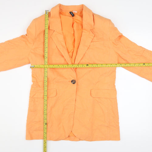 H&M Divided Women's Orange Linen Blend Blazer 3XS