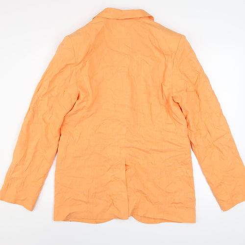 H&M Divided Women's Orange Linen Blend Blazer 3XS