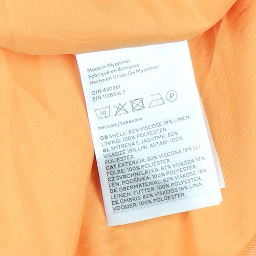 H&M Divided Women's Orange Linen Blend Blazer 3XS
