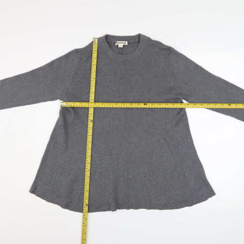 Whistles Women Grey Crew Neck Long Sleeve Ribbed Jumper Size 12