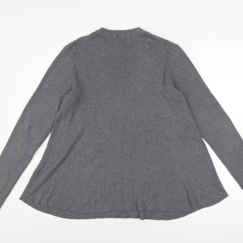 Whistles Women Grey Crew Neck Long Sleeve Ribbed Jumper Size 12