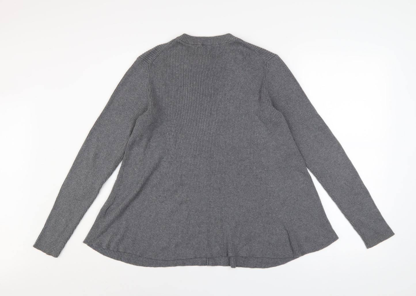 Whistles Women Grey Crew Neck Long Sleeve Ribbed Jumper Size 12