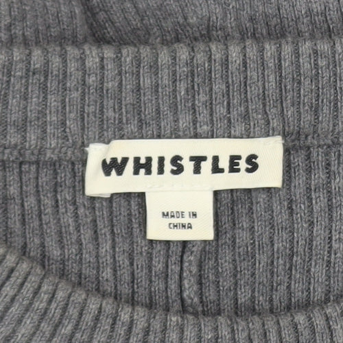 Whistles Women Grey Crew Neck Long Sleeve Ribbed Jumper Size 12