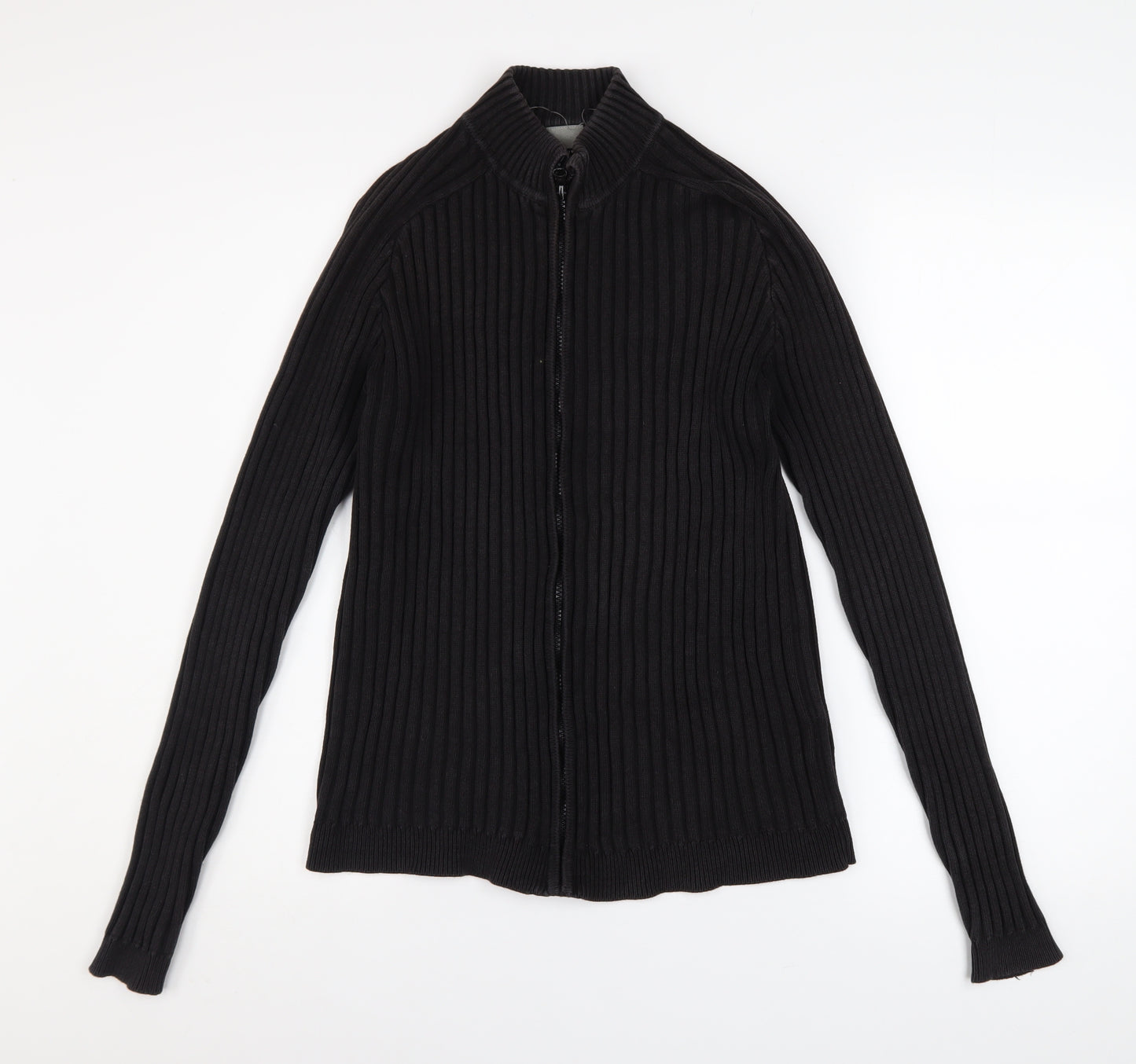 Ciro Citterio Men's Black Cotton Ribbed Zip Jacket Size S