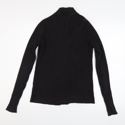 Ciro Citterio Men's Black Cotton Ribbed Zip Jacket Size S