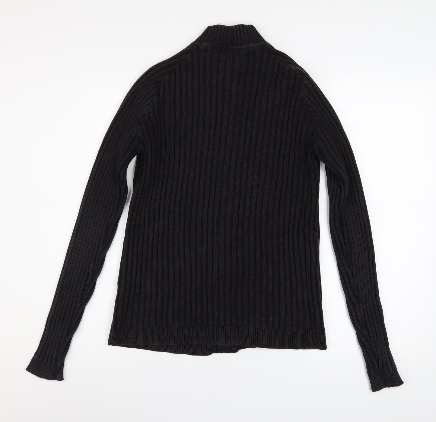 Ciro Citterio Men's Black Cotton Ribbed Zip Jacket Size S