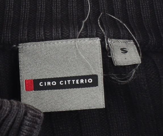 Ciro Citterio Men's Black Cotton Ribbed Zip Jacket Size S