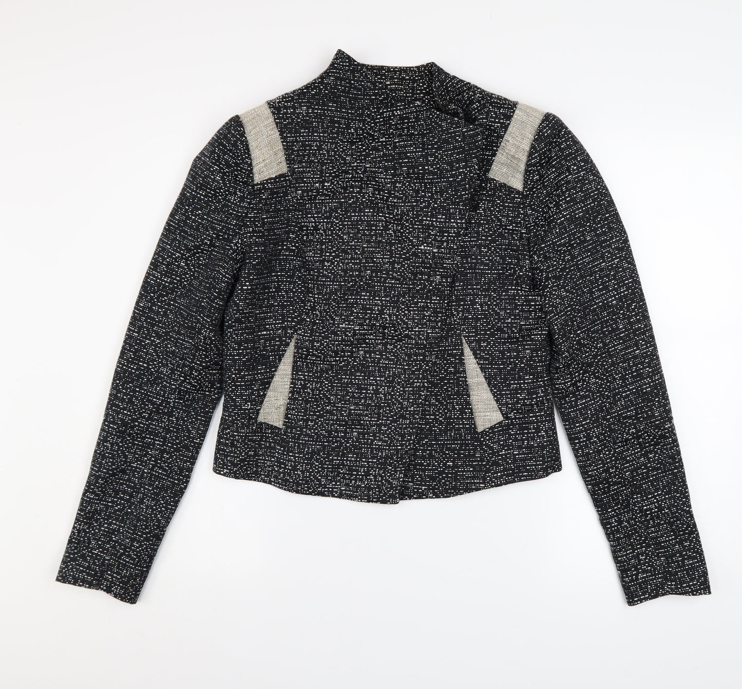 Gharani Strok Women Black Tweed Blazer Jacket UK 12 Regular Fit