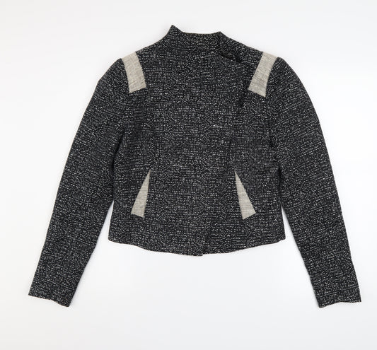 Gharani Strok Women Black Tweed Blazer Jacket UK 12 Regular Fit