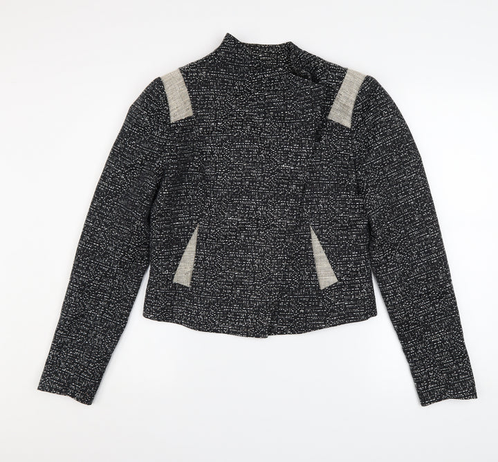 Gharani Strok Women Black Tweed Blazer Jacket UK 12 Regular Fit
