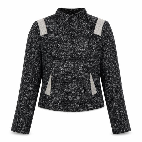 Gharani Strok Women Black Tweed Blazer Jacket UK 12 Regular Fit