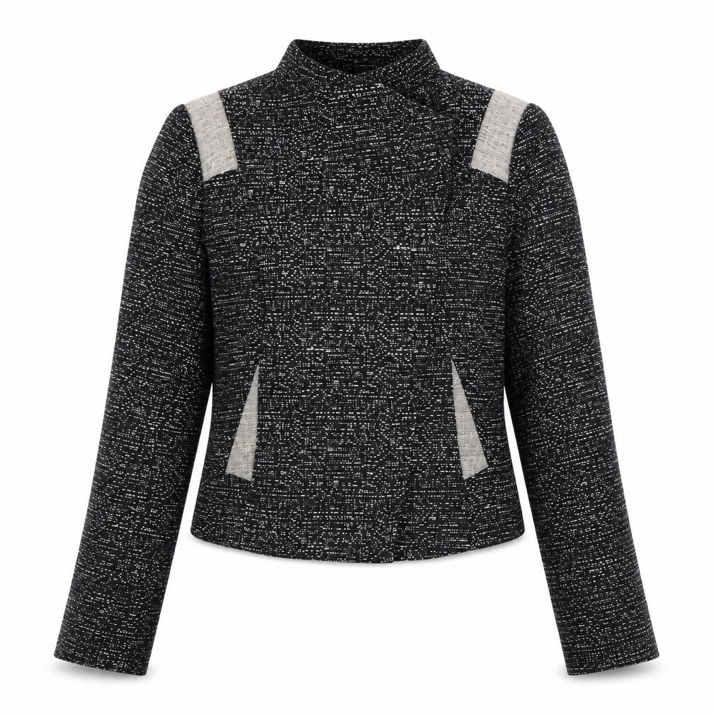 Gharani Strok Women Black Tweed Blazer Jacket UK 12 Regular Fit