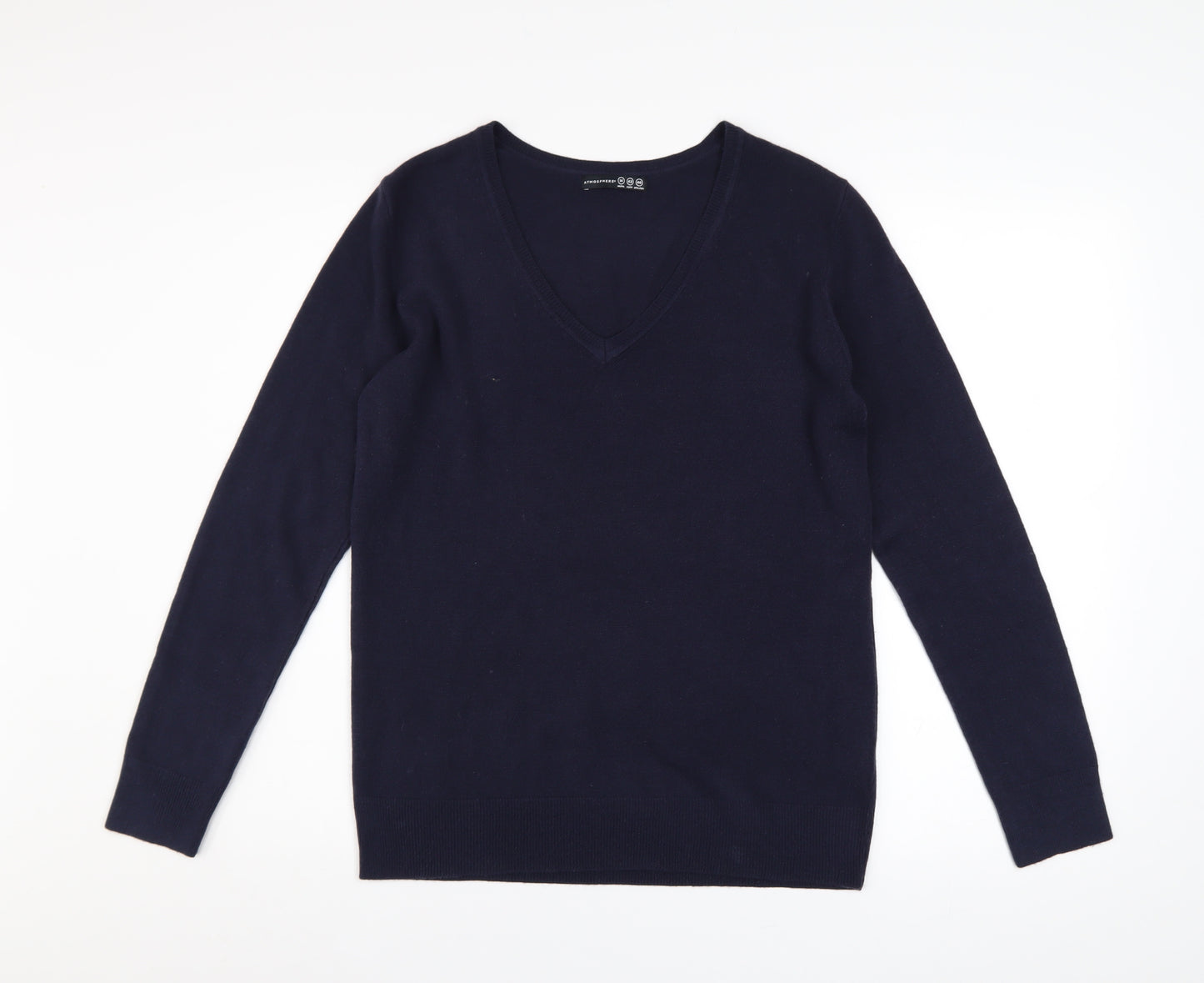 Atmosphere Women's Blue V-Neck Long Sleeve Pullover Jumper Size 14