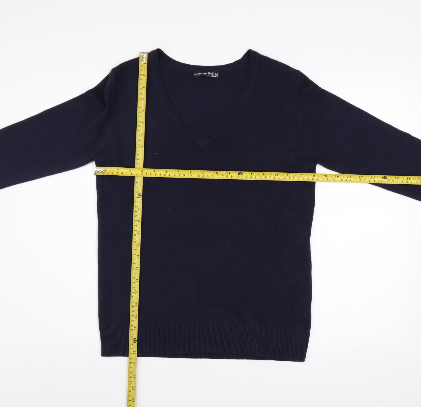 Atmosphere Women's Blue V-Neck Long Sleeve Pullover Jumper Size 14