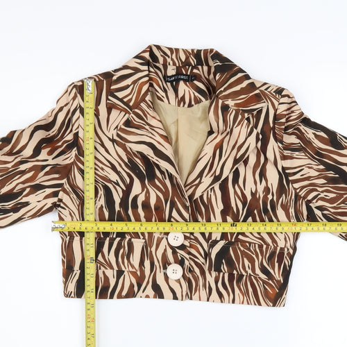 I Saw It First Women's Brown Animal Print Cropped Blazer Size 8