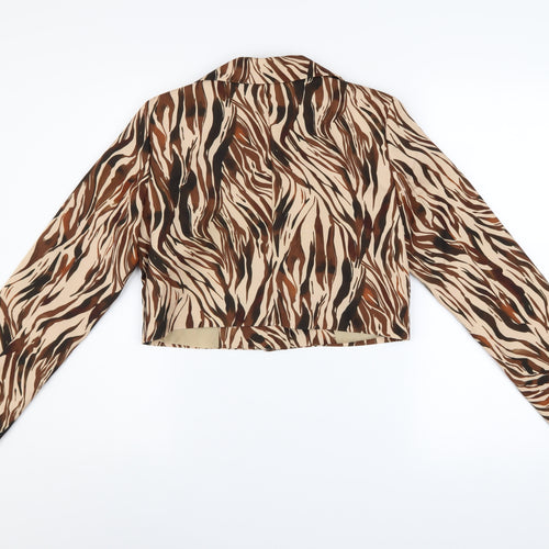 I Saw It First Women's Brown Animal Print Cropped Blazer Size 8