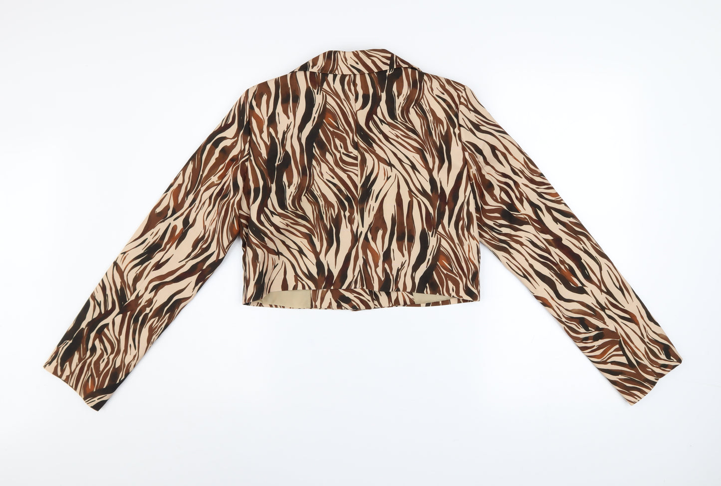 I Saw It First Women's Brown Animal Print Cropped Blazer Size 8