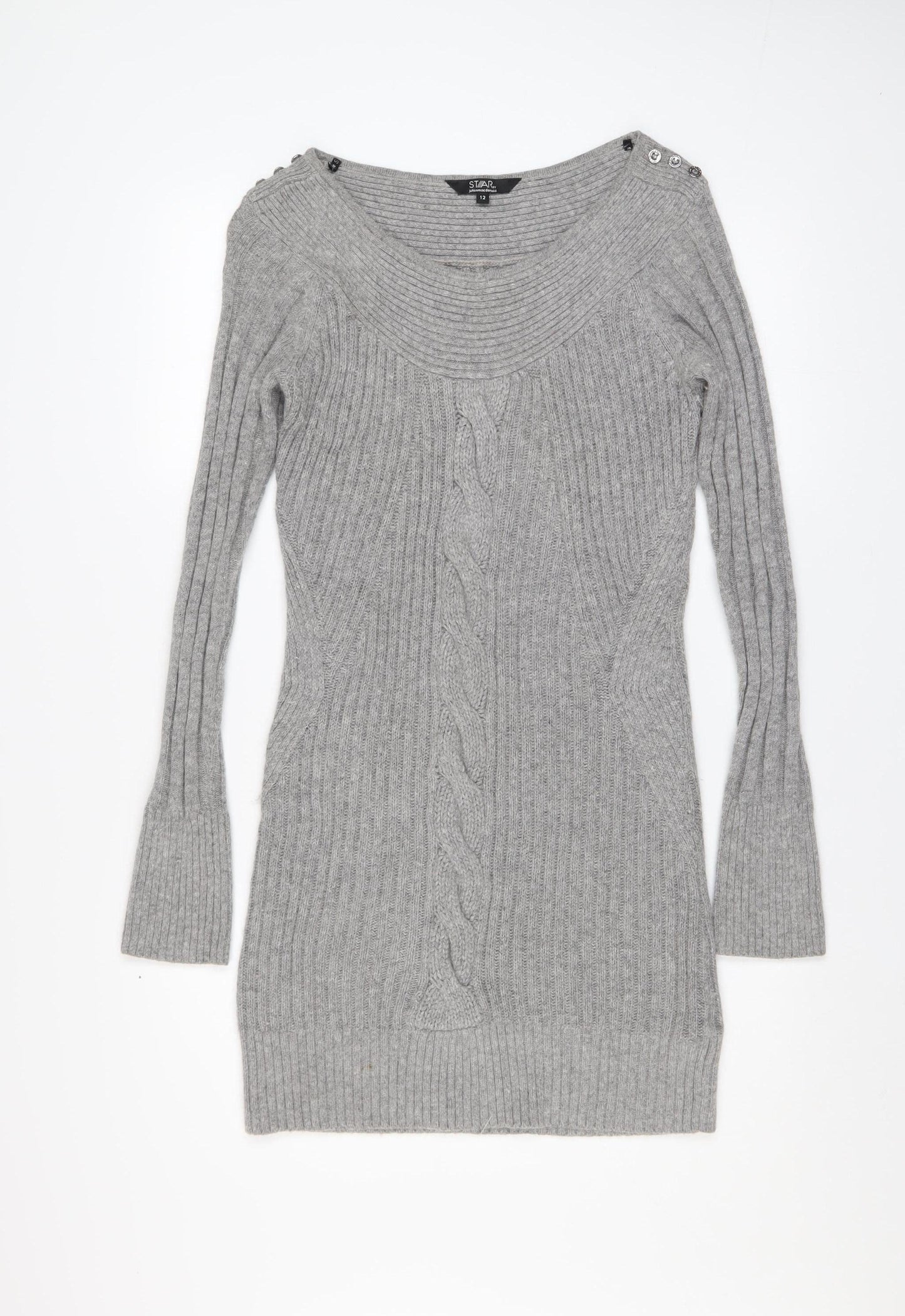 Star by Julien Macdonald Women’s Grey Knit Bodycon Dress Size 12
