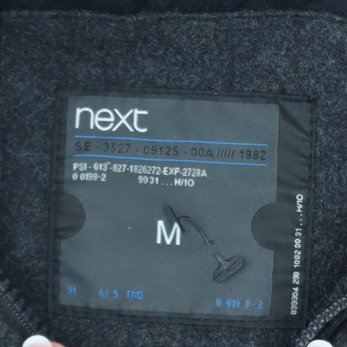 Next Men's Black Wool Blend Duffle Coat Size M Hooded Mid-Length Warm