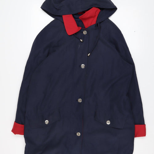 Mackays Women's Blue Hooded Mid-Length Rain Coat Size S