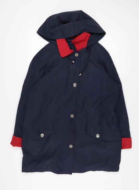 Mackays Women's Blue Hooded Mid-Length Rain Coat Size S