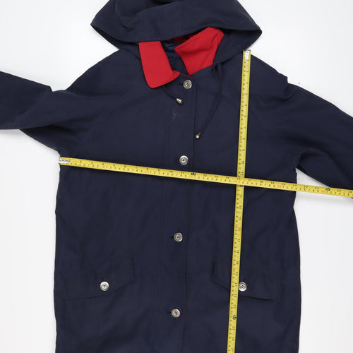 Mackays Women's Blue Hooded Mid-Length Rain Coat Size S
