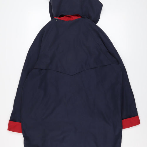 Mackays Women's Blue Hooded Mid-Length Rain Coat Size S