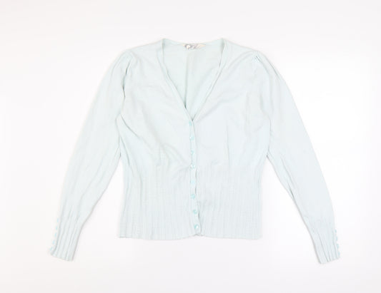 BHS Women's Pale Blue V-Neck Long Sleeve Knit Cardigan Size 12